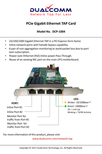 User's guide for DCP-1004 PCIe Gigabit Network TAP Card