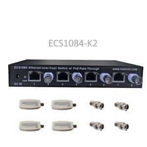 Ethernet over Coax Switch with PoE Pass-Through with four DECA-100 EoC Adapters