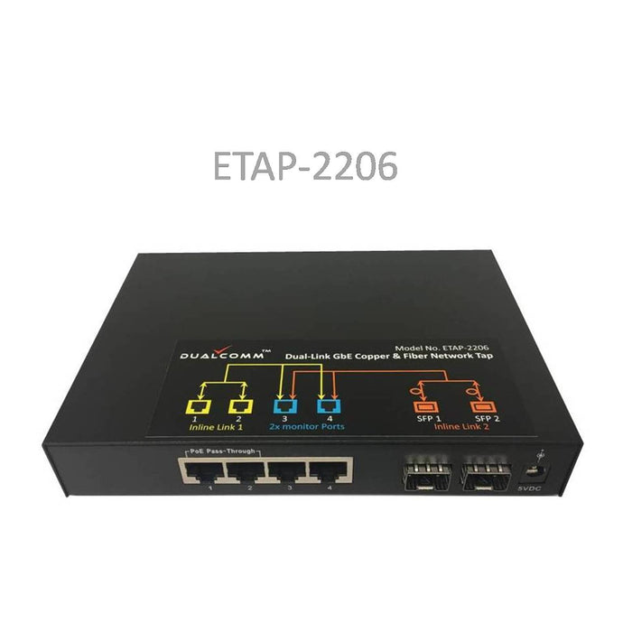 ETAP-2206 Dual-Link GbE Copper & Fiber Ethernet Network Tap