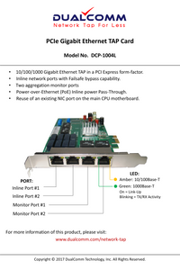 User's guide for DCP-1004L PCIe Gigabit Network TAP Card