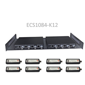 Two Ethernet over Coax Switches with Eight DECA-200 EoC Adapters