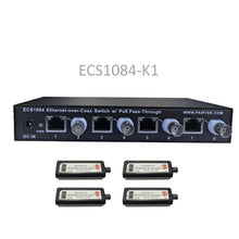 Load image into Gallery viewer, Ethernet over Coax Switch with PoE Pass-Through with four DECA-200 EoC Adapters