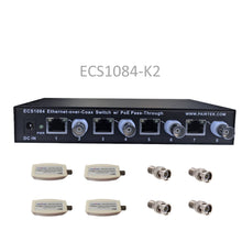 Load image into Gallery viewer, Ethernet over Coax Switch with PoE Pass-Through with four DECA-100 EoC Adapters