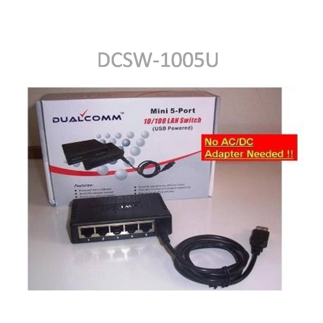 USB Powered 5-Port 10/100Base-T Ethernet Switch – Dualcomm